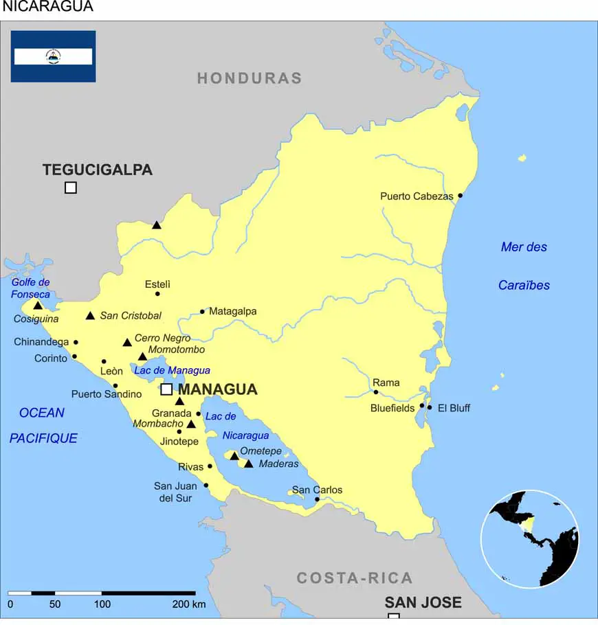la carte du Nicaragua