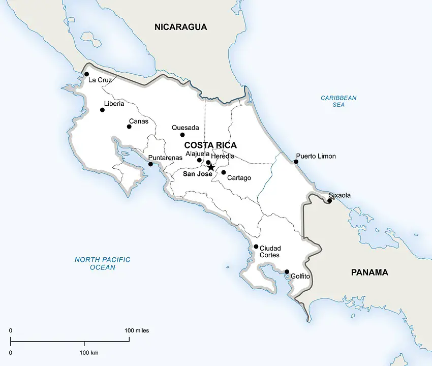 La carte du Costa Rica