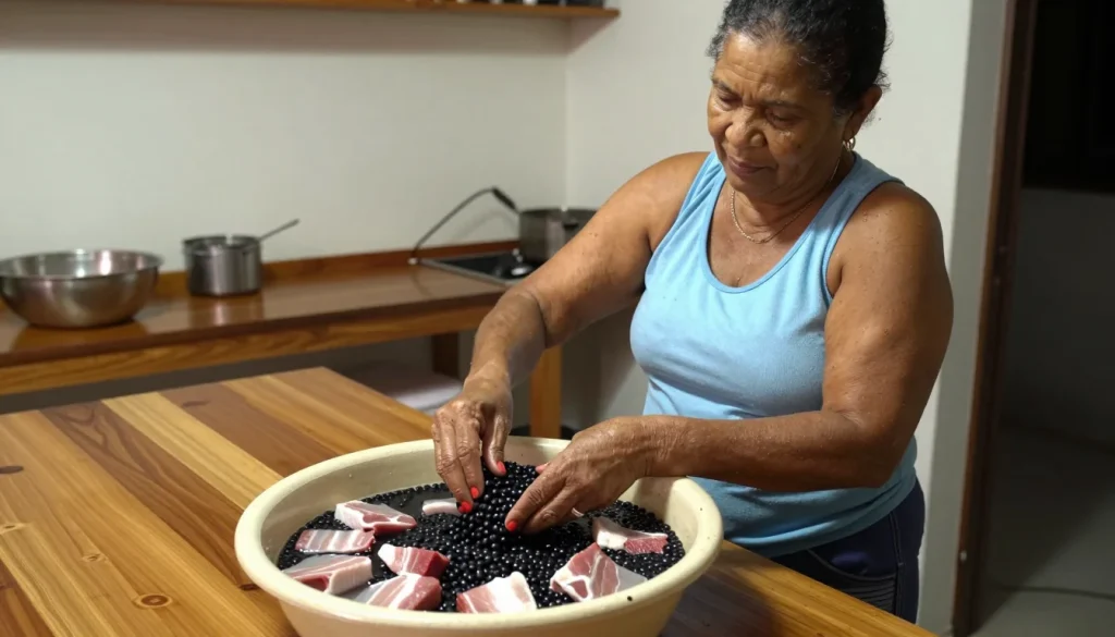 La veille : trempage des haricots et dessalage des viandes
